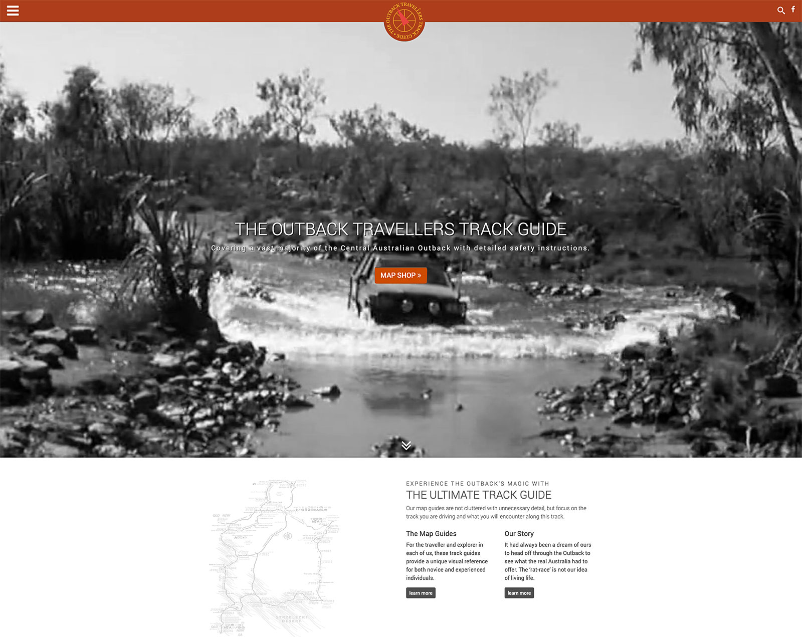 screenshot of outback travellers  home page